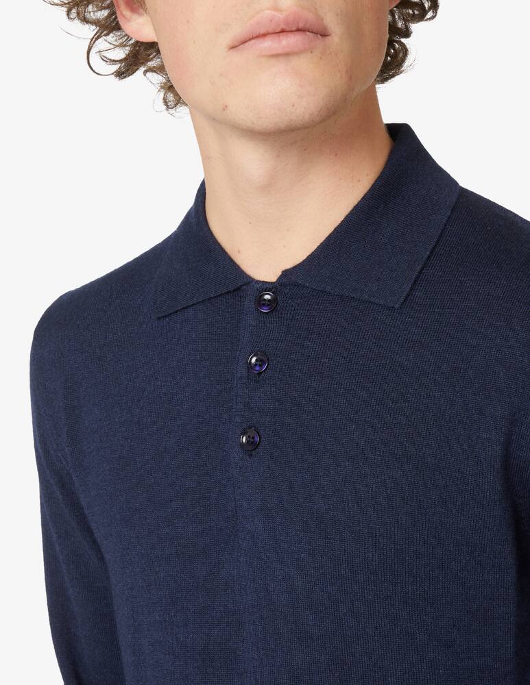 rinascente Pure Cashmere Wool silk and cashmere buttons polo - Blue