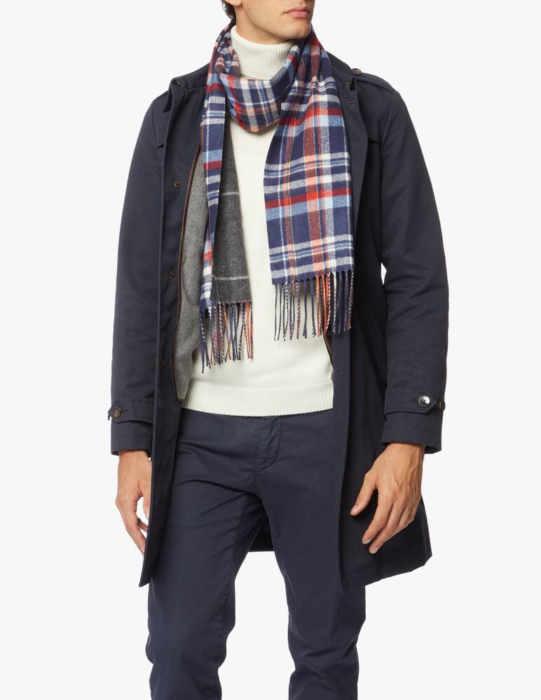 rinascente Piacenza Cashmere Tartan check cashmere silk scarf 