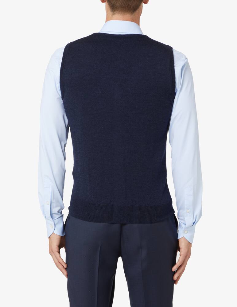 rinascente Pure Cashmere Wool silk and cashmere buttons v neck vest - Blue
