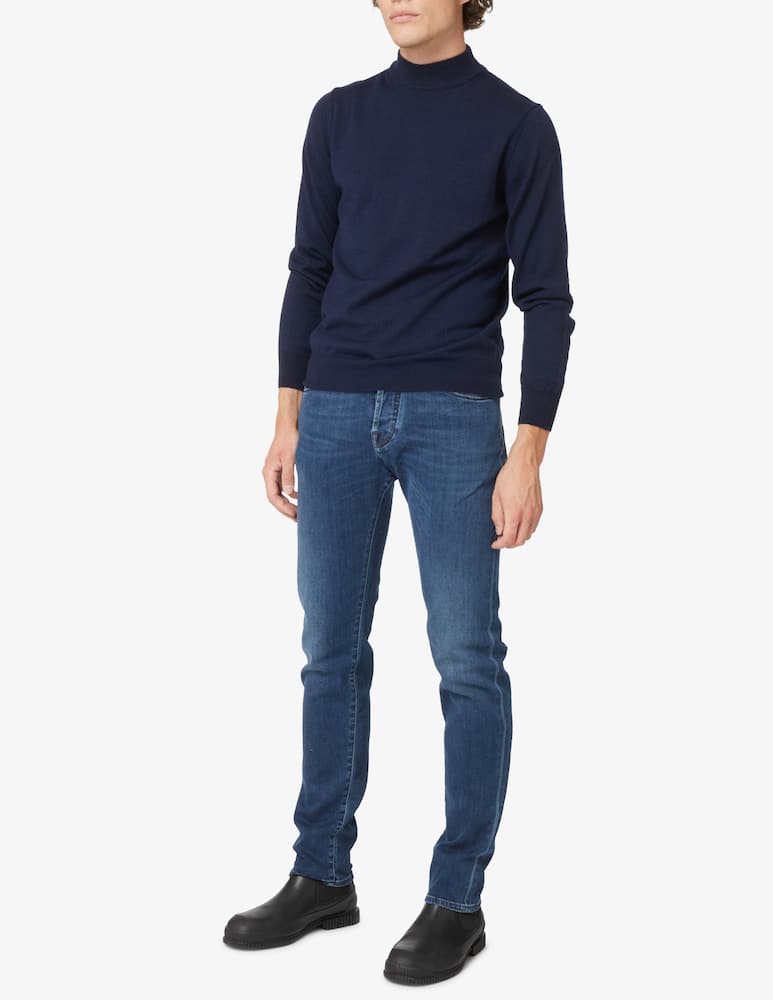 rinascente Pure Cashmere Maglia collo alto in lana seta e cashmere - Blu