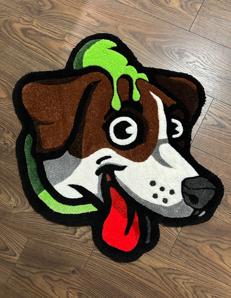 rinascente Drip Rugs Drip Dogs Corgi Verde