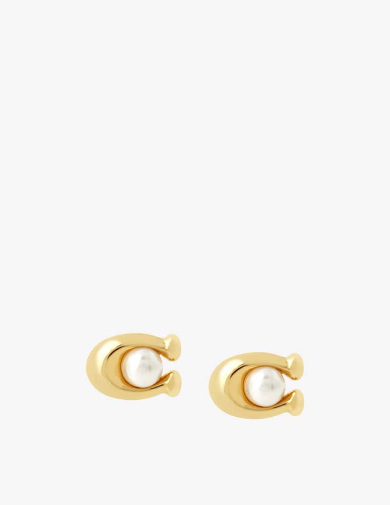 rinascente COACH Pearl Signature stud earrings