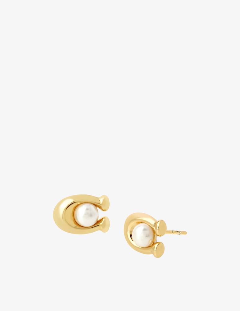 rinascente COACH Pearl Signature stud earrings