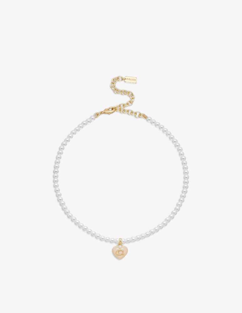 rinascente COACH Signature heart pearl choker