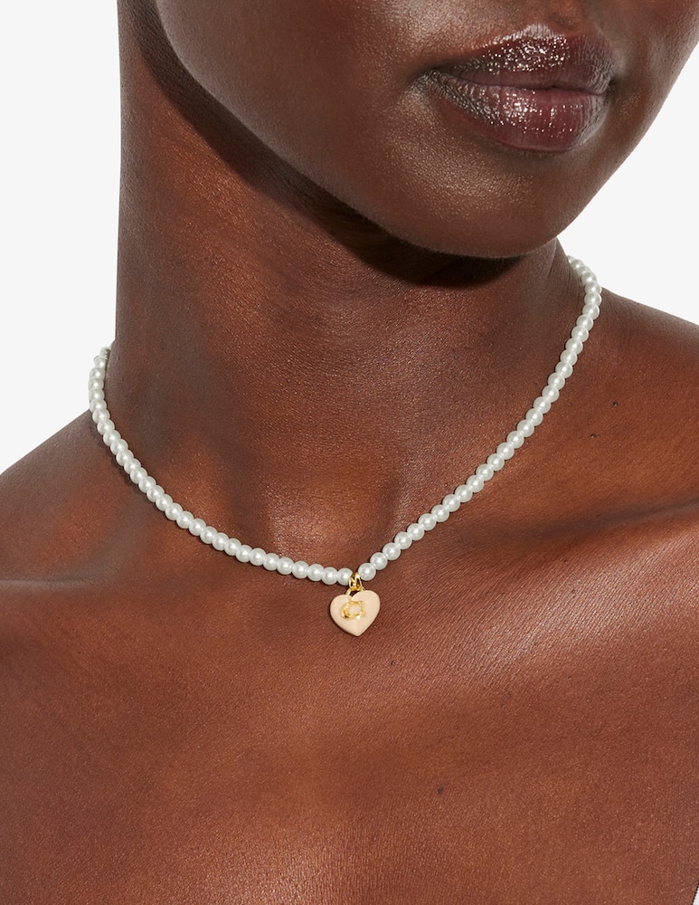rinascente COACH Signature heart pearl choker