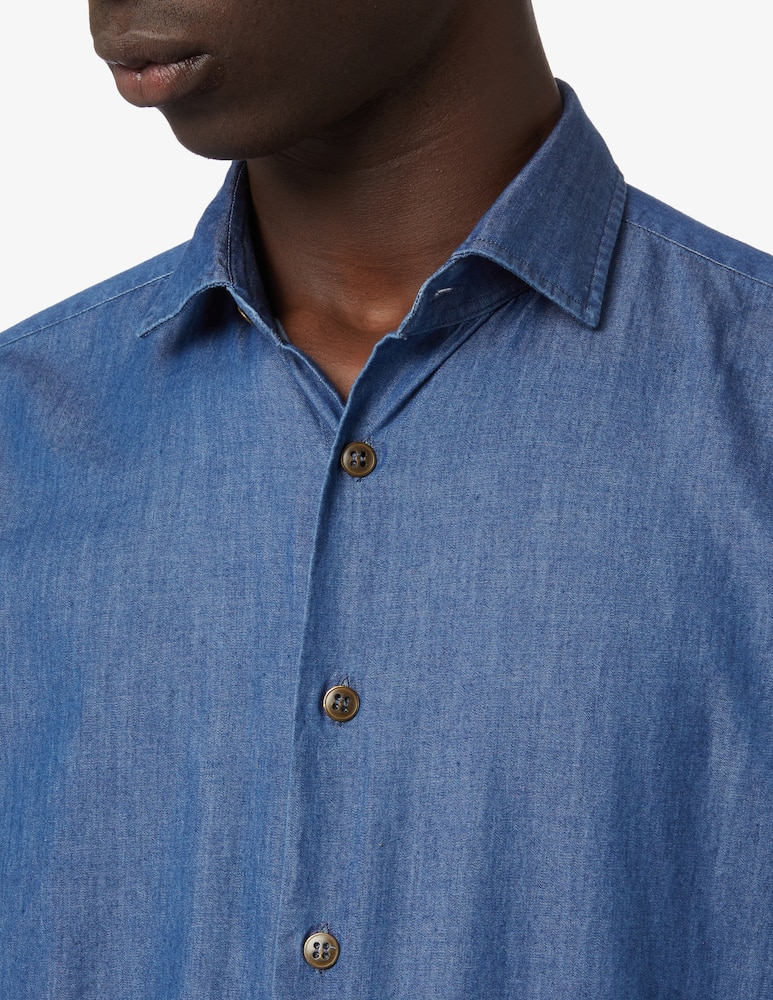 rinascente Xacus Washed denim tailored shirt - Blue