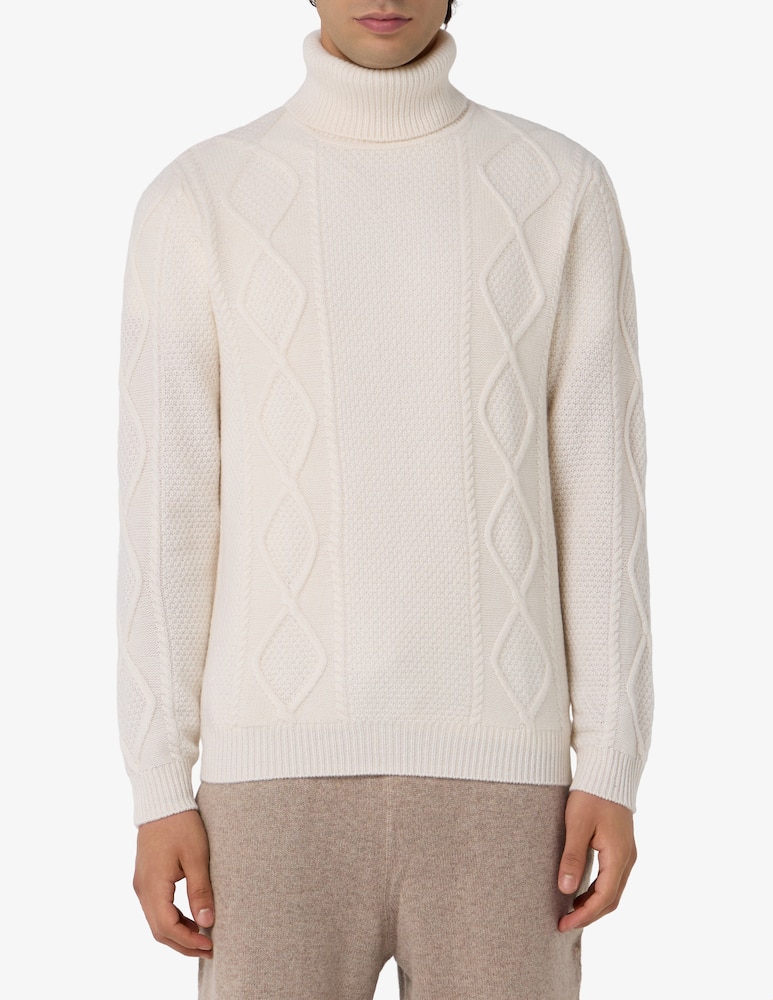 Pure Cashmere Cable knit cashmere turtleneck - picture 1 Pure Cashmere Cable knit cashmere turtleneck - picture 1