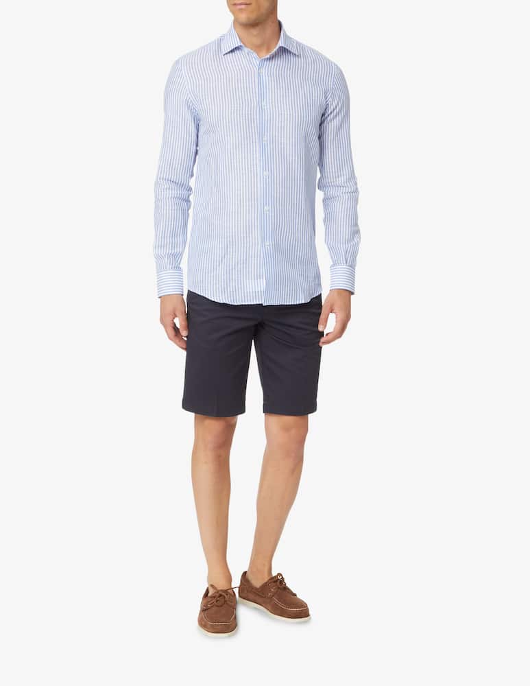 rinascente Sartoria Italiana Striped cotton linen shirt - blue