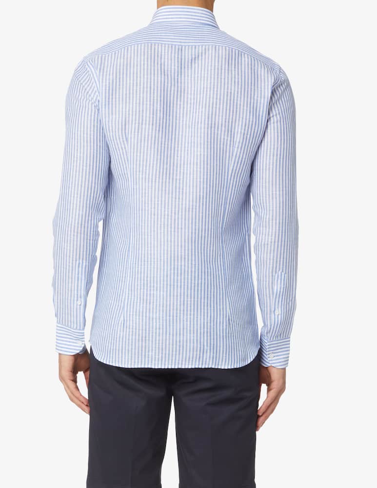 rinascente Sartoria Italiana Striped cotton linen shirt - blue