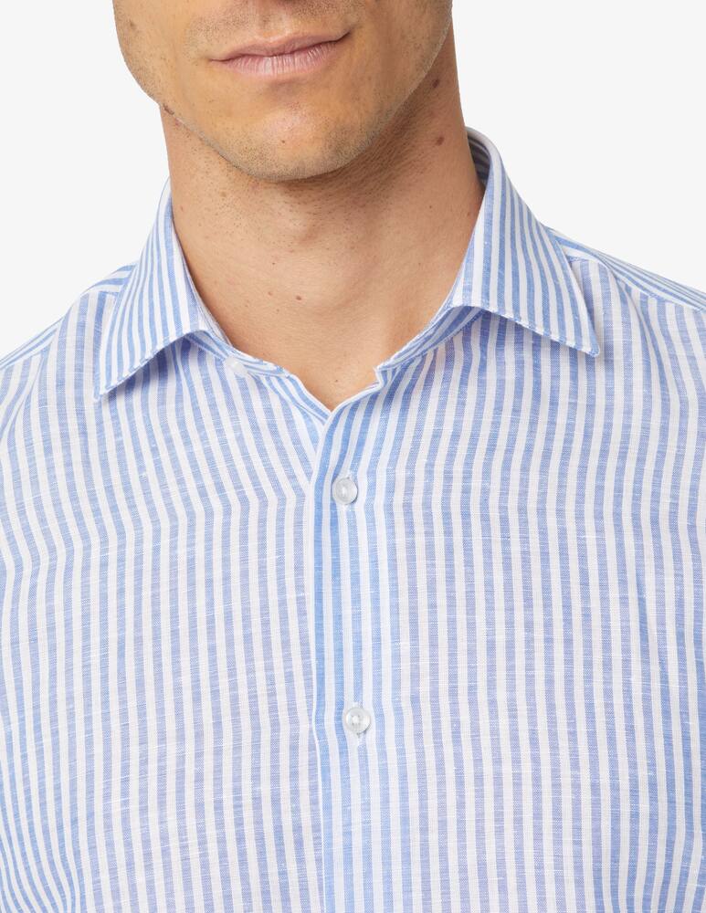 rinascente Sartoria Italiana Striped cotton linen shirt - blue