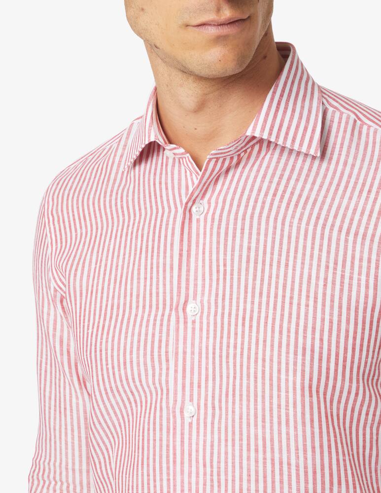 rinascente Sartoria Italiana Striped cotton linen shirt - red