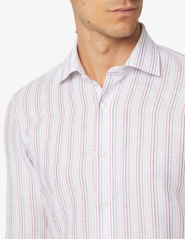 rinascente Sartoria Italiana Camicia in cotone e lino multiriga - multicolor