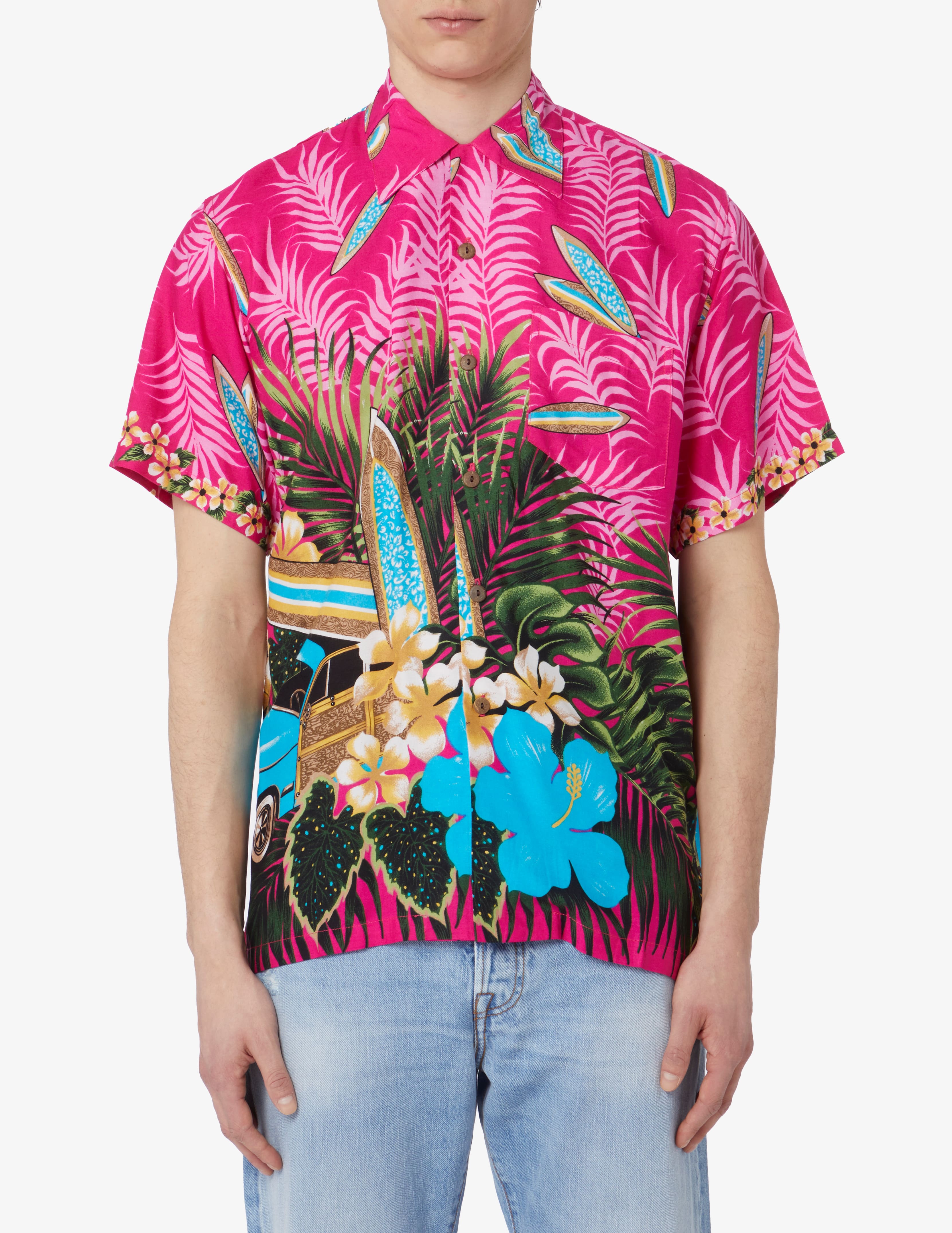 Camicia Hawaii Uomo Blu Camicia Hawaiana Originale KY'S, Blu Con