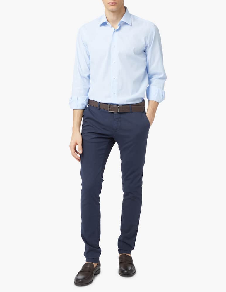 rinascente Sartoria Italiana Double twisted striped regular shirt - light blue