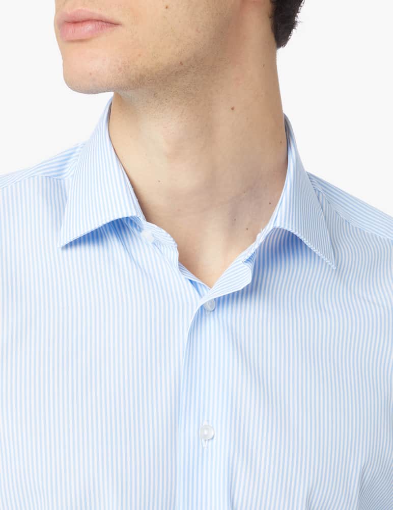 rinascente Sartoria Italiana Double twisted striped regular shirt - light blue