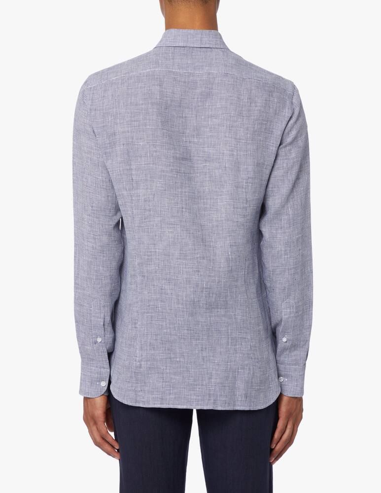 rinascente Sartoria Italiana Camicia lino micro pied de poule modern - blu