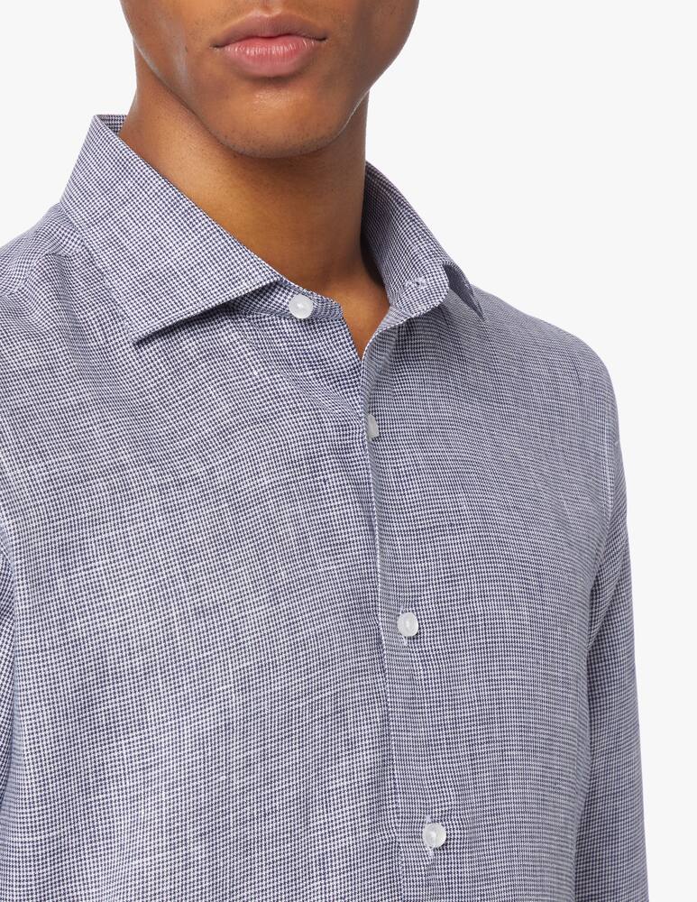 rinascente Sartoria Italiana Camicia lino micro pied de poule modern - blu