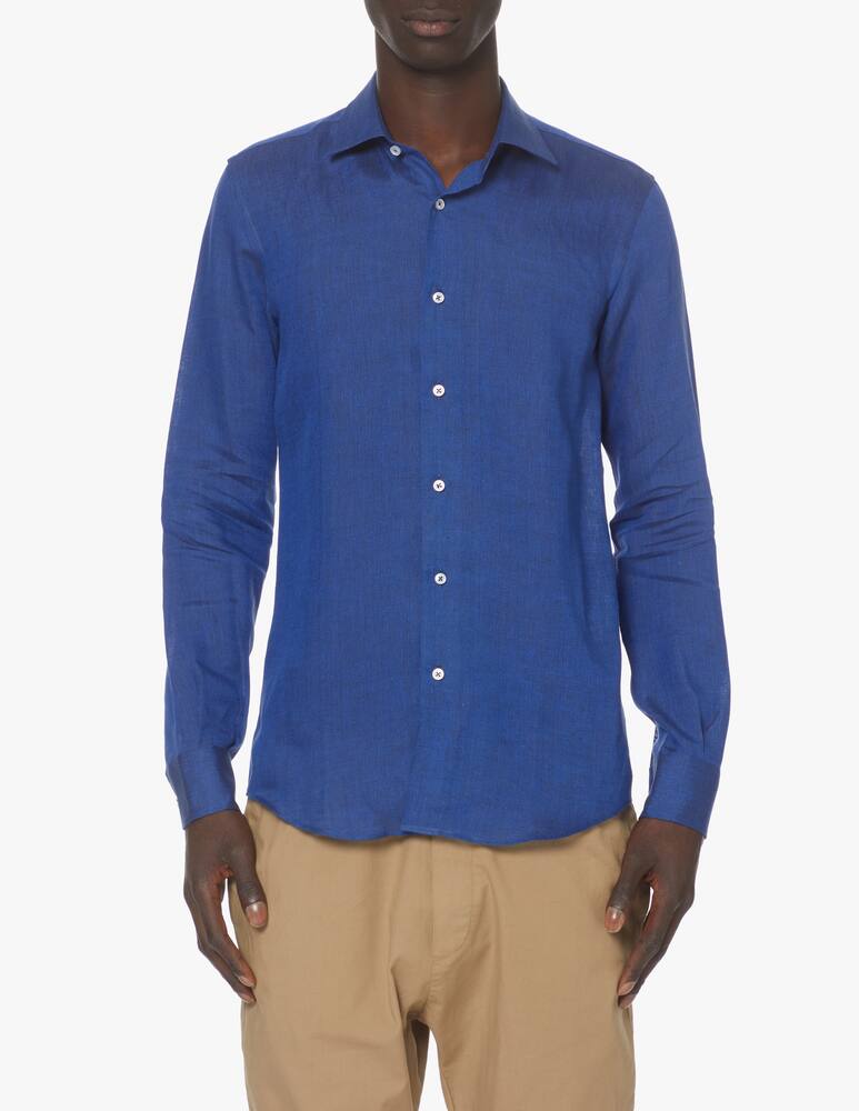 Sartoria Italiana Modern linen shirt - blue - picture 1 Sartoria Italiana Modern linen shirt - blue - picture 1