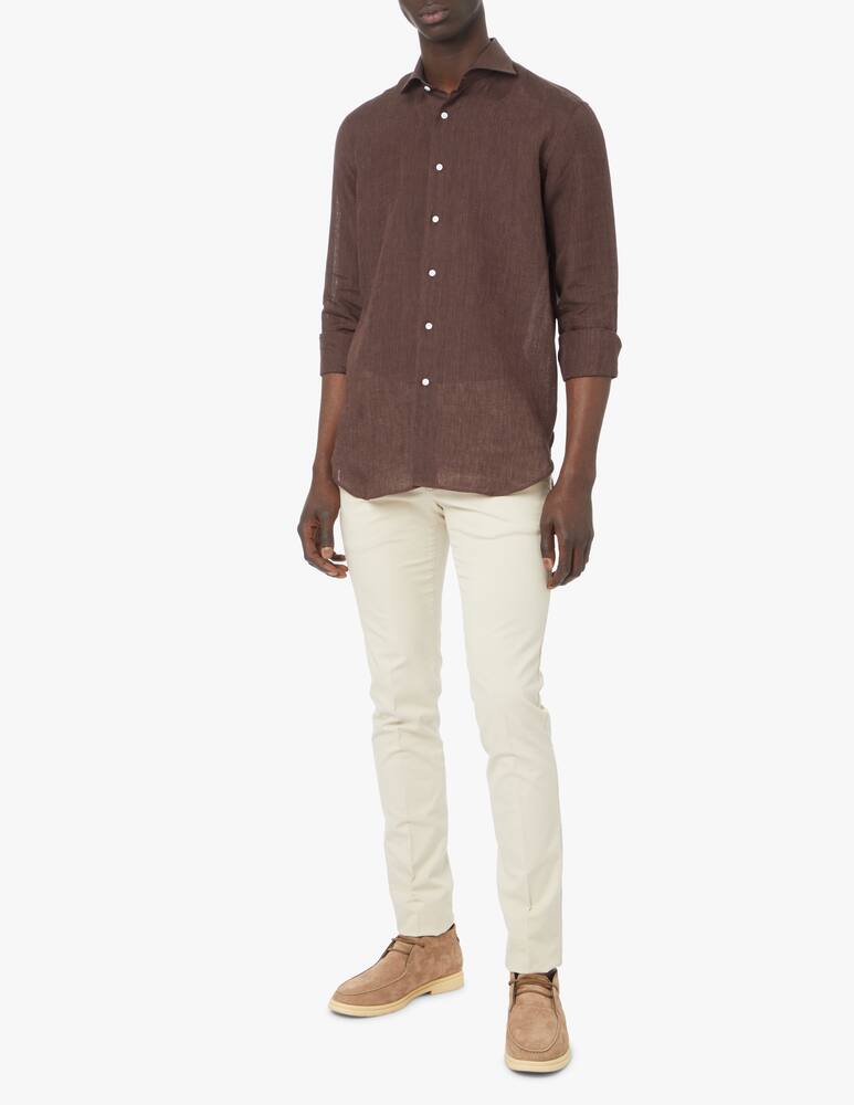 Delsiena Delave modern linen shirt - brown - picture 2 Delsiena Delave modern linen shirt - brown - picture 2