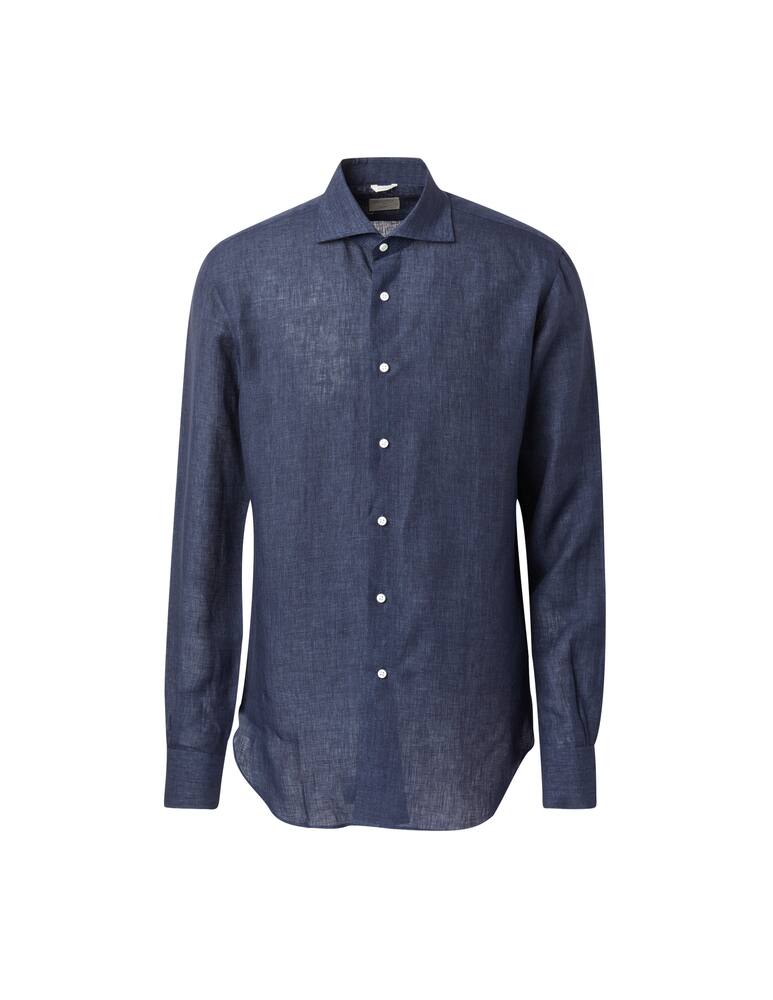 rinascente Delsiena Delave modern linen shirt - blue