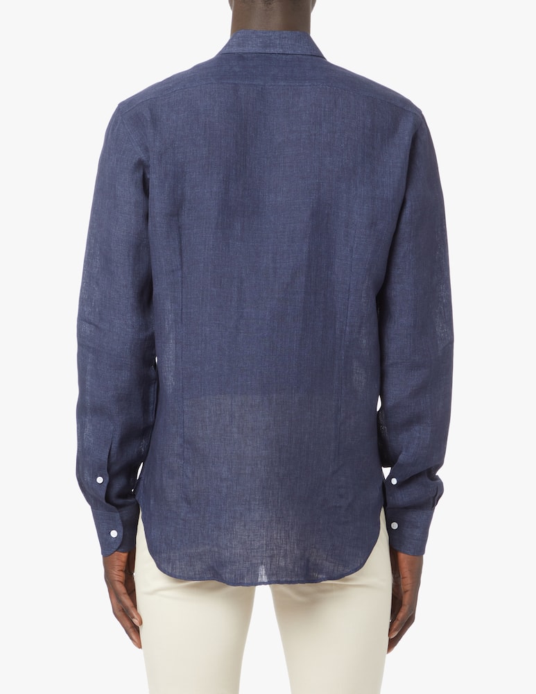 rinascente Delsiena Delave modern linen shirt - blue