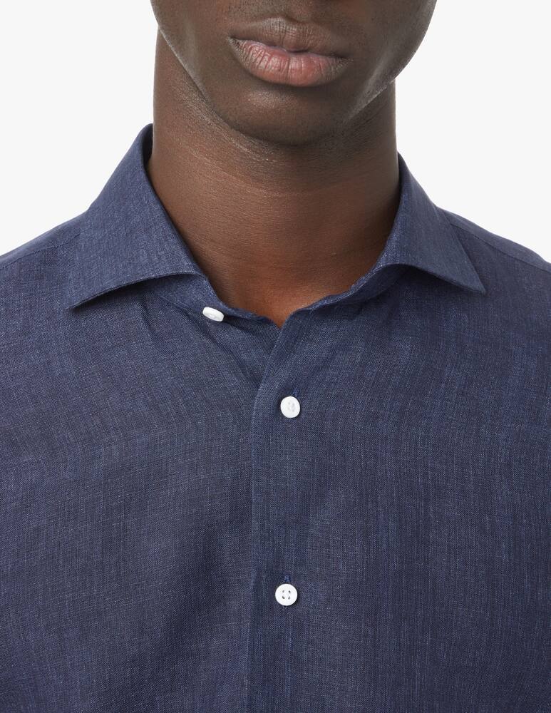 rinascente Delsiena Delave modern linen shirt - blue