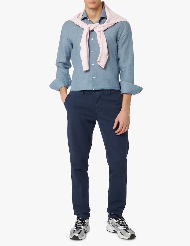 rinascente Delsiena Delave linen modern shirt - blue