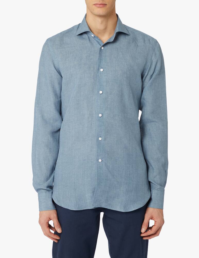 rinascente Delsiena Delave linen modern shirt - blue