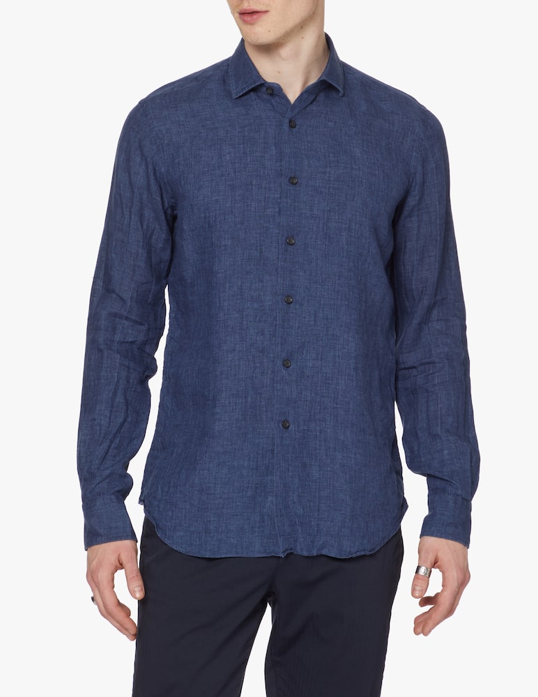 Xacus Camicia lino albini tinto filo - blu - immagine 1 Xacus Camicia lino albini tinto filo - blu - immagine 1