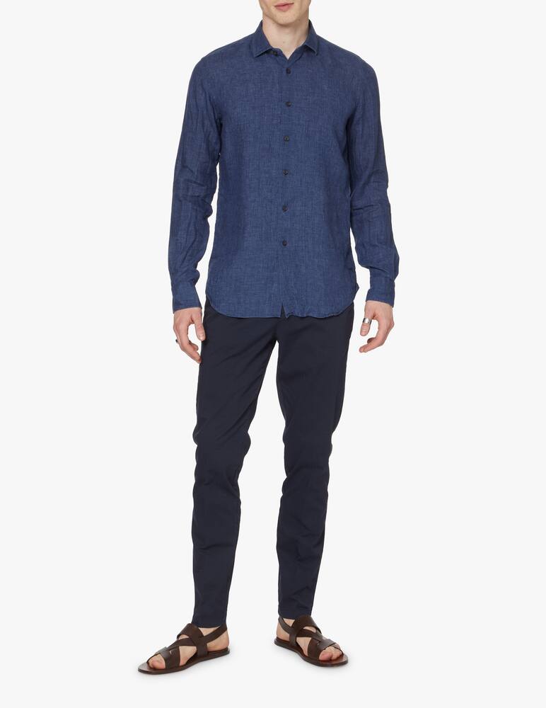 rinascente Xacus Yarn dyed linen albini shirt - blue