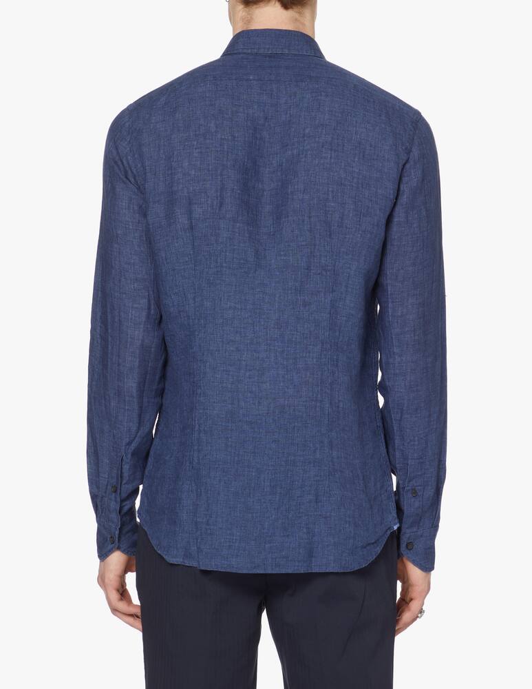 rinascente Xacus Yarn dyed linen albini shirt - blue