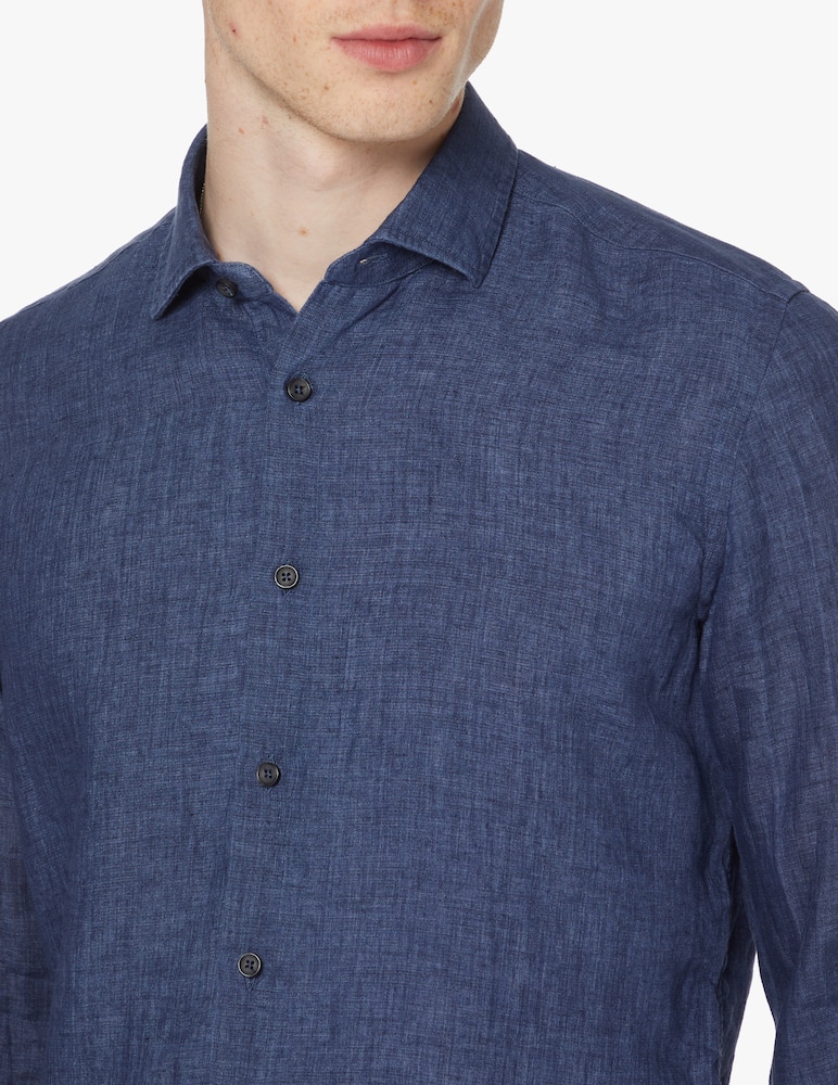 Xacus Camicia lino albini tinto filo - blu - immagine 4 Xacus Camicia lino albini tinto filo - blu - immagine 4