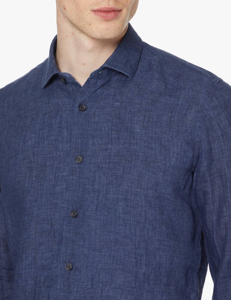 rinascente Xacus Yarn dyed linen albini shirt - blue