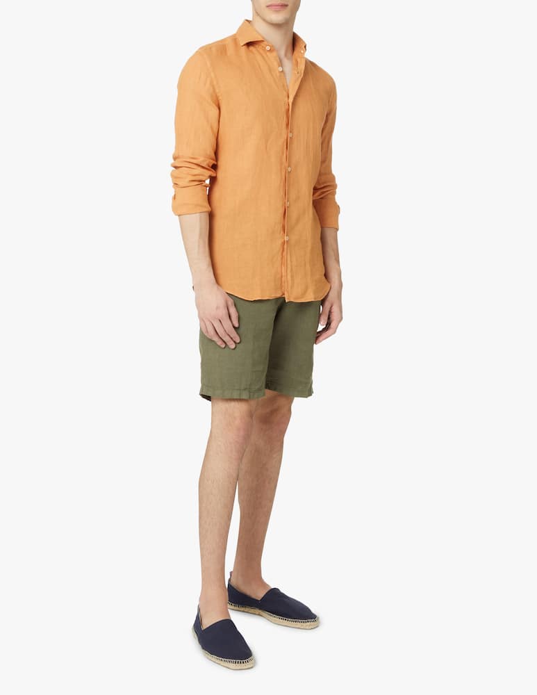Xacus Camicia lino tinto capo - arancione - immagine 2 Xacus Camicia lino tinto capo - arancione - immagine 2