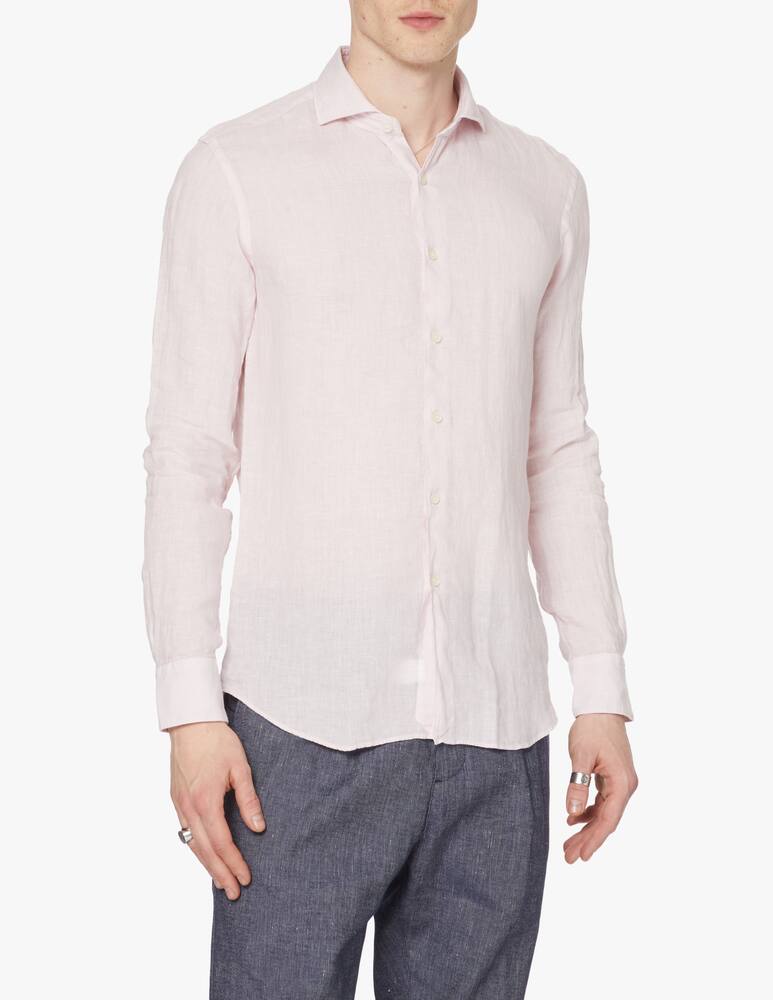 Xacus Garment dyed linen shirt - pink - picture 1 Xacus Garment dyed linen shirt - pink - picture 1