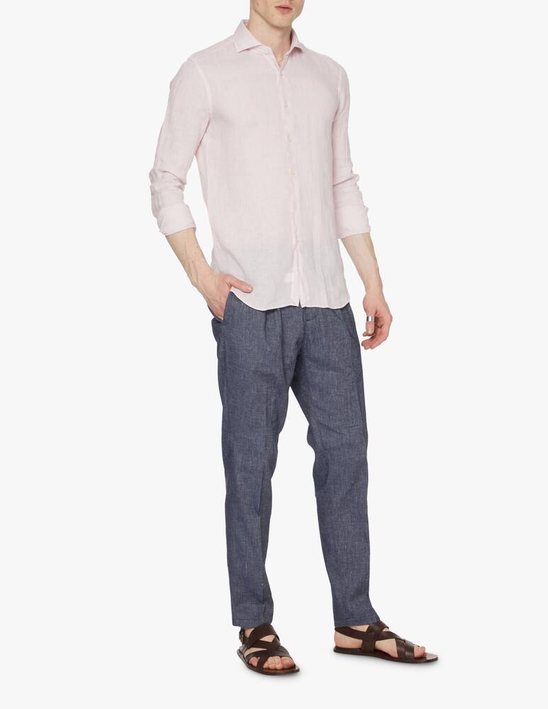 Xacus Garment dyed linen shirt - pink - picture 2 Xacus Garment dyed linen shirt - pink - picture 2