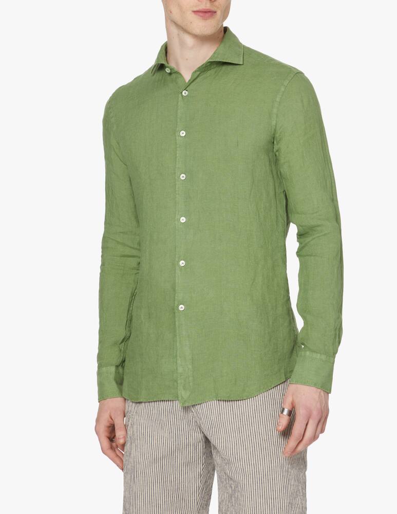 rinascente Xacus Camicia lino tinto capo - verde