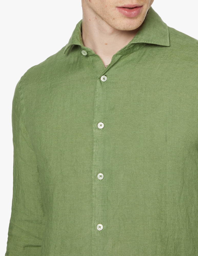 rinascente Xacus Camicia lino tinto capo - verde