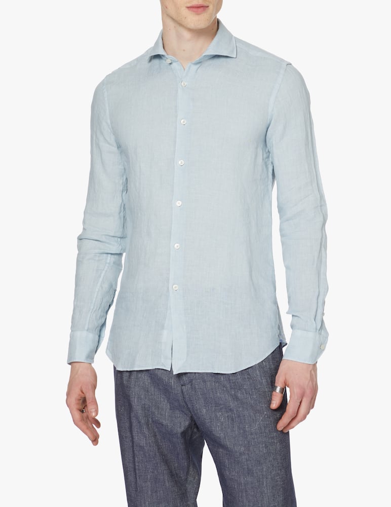 Xacus Garment dyed linen shirt - light blue - picture 1 Xacus Garment dyed linen shirt - light blue - picture 1