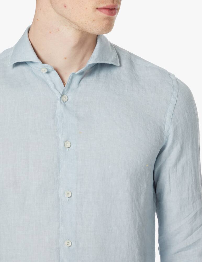 Xacus Garment dyed linen shirt - light blue - picture 4 Xacus Garment dyed linen shirt - light blue - picture 4