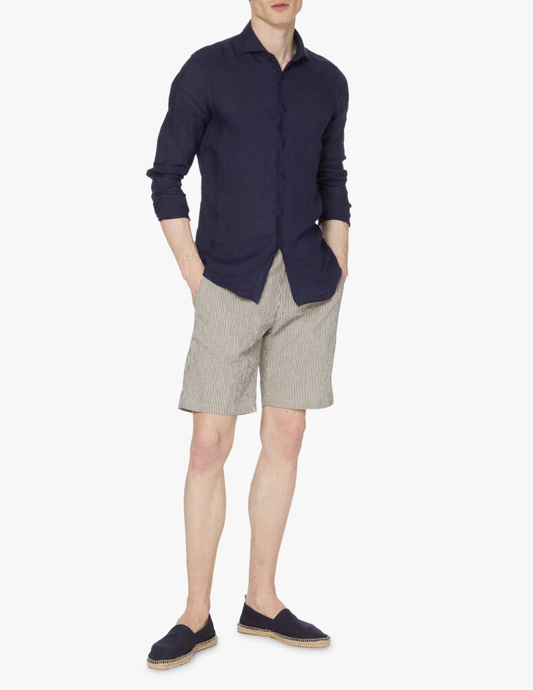 Xacus Garment dyed linen shirt - blue - picture 2 Xacus Garment dyed linen shirt - blue - picture 2