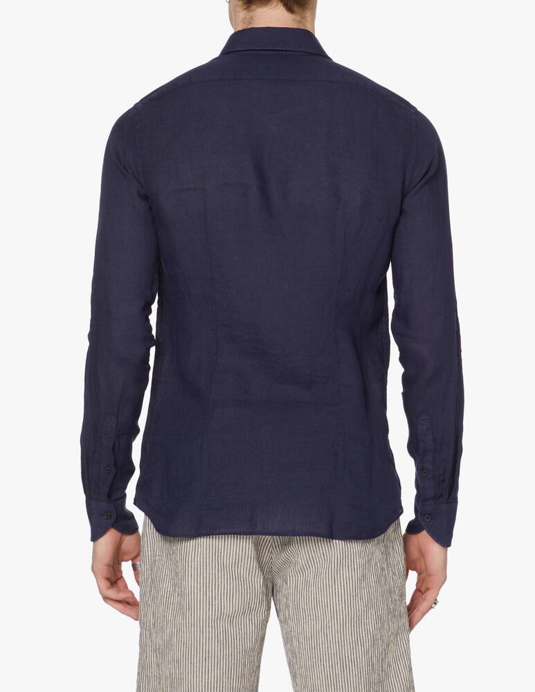 Xacus Garment dyed linen shirt - blue - picture 3 Xacus Garment dyed linen shirt - blue - picture 3