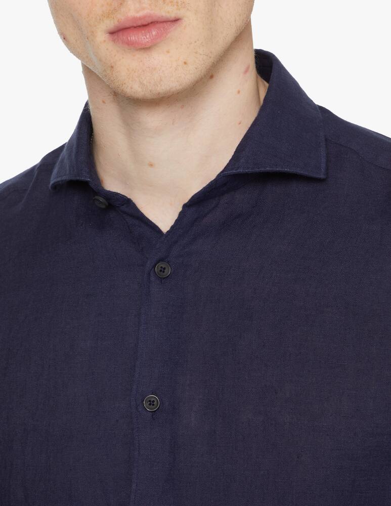 Xacus Garment dyed linen shirt - blue - picture 4 Xacus Garment dyed linen shirt - blue - picture 4