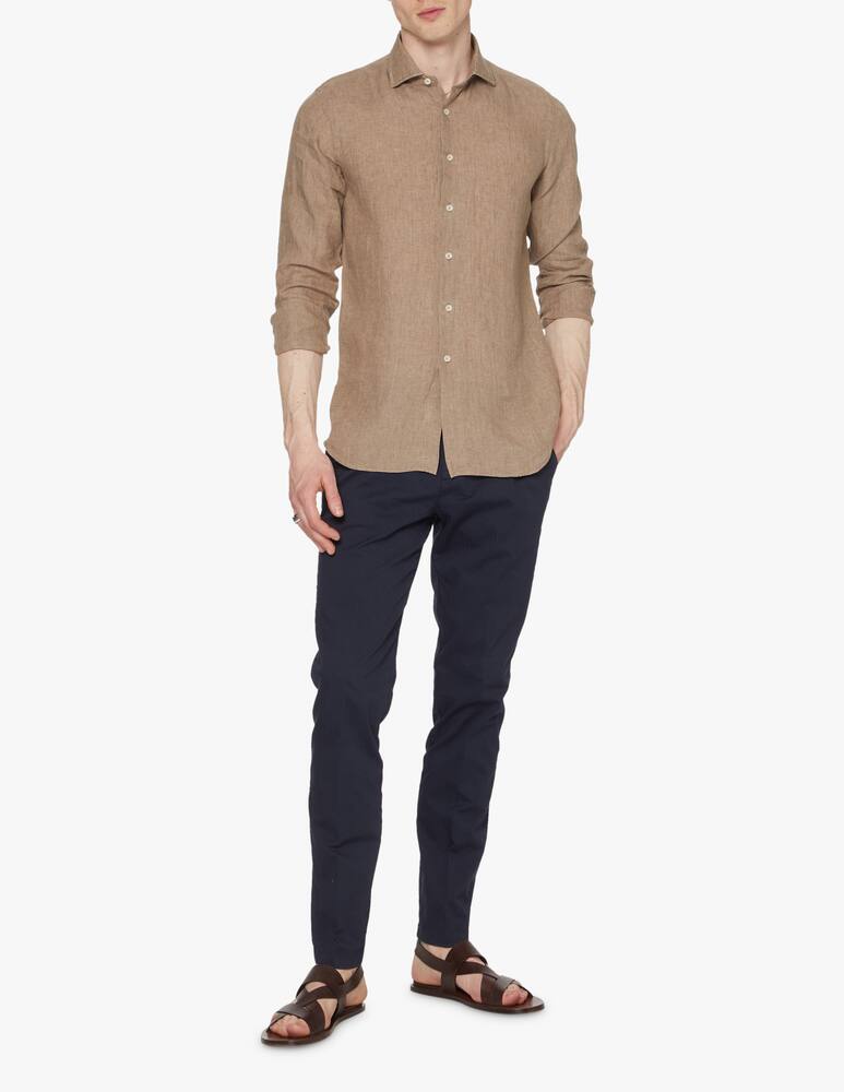 rinascente Xacus Camicia lino albini tinto filo - marrone