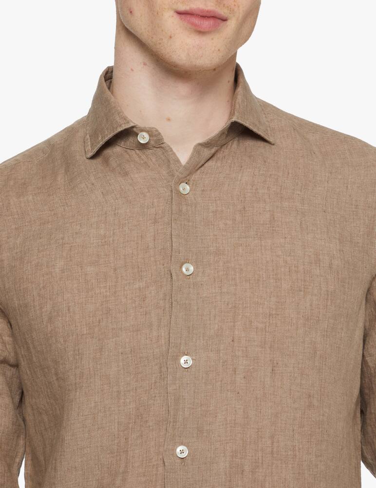 rinascente Xacus Camicia lino albini tinto filo - marrone