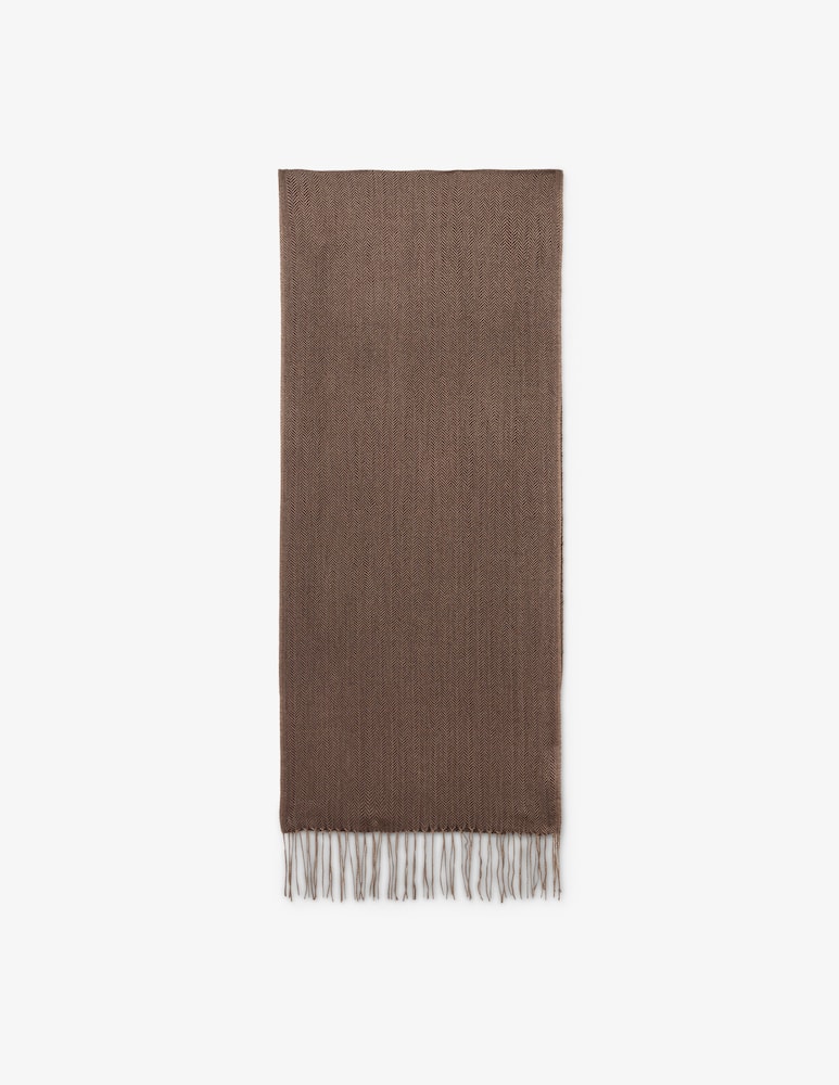 Pure Cashmere Herringbone fringe scarf - picture 1 Pure Cashmere Herringbone fringe scarf - picture 1