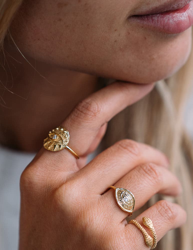 Mesh Anello occhio tondo dorato - immagine 2 Mesh Anello occhio tondo dorato - immagine 2