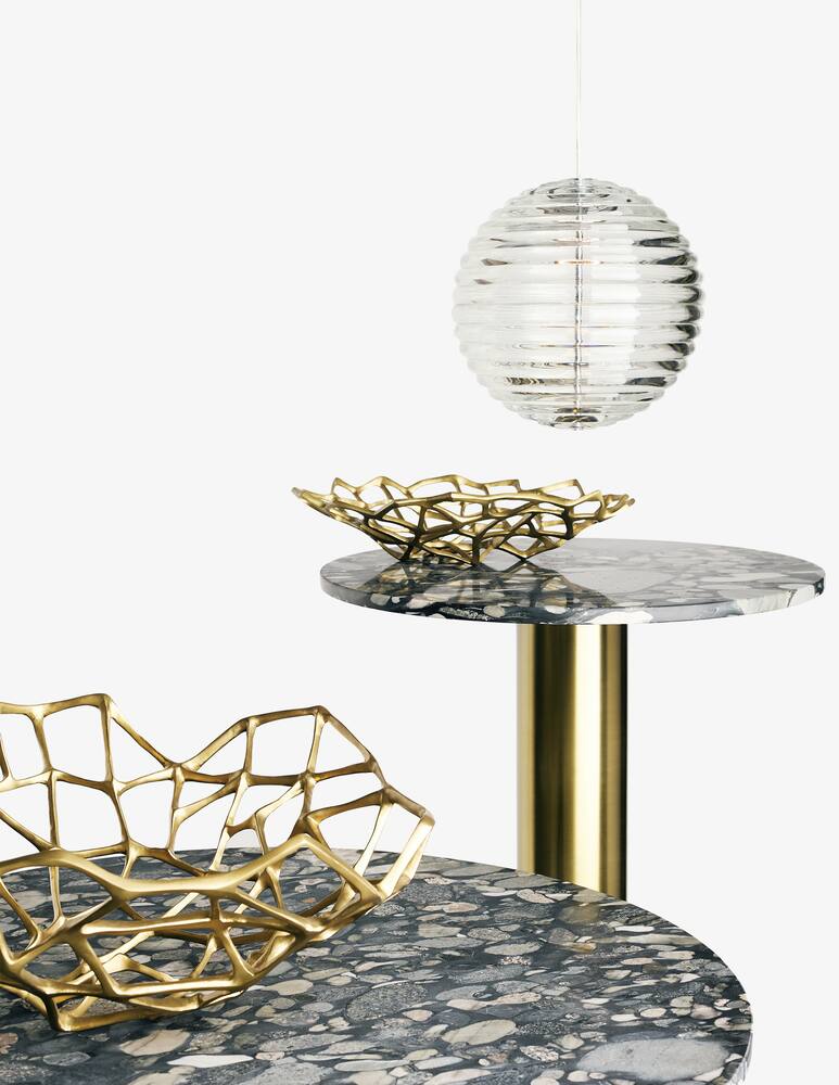 rinascente Tom Dixon Tube Dining Table Brass Pebble Marble Top 900Mm - Multi