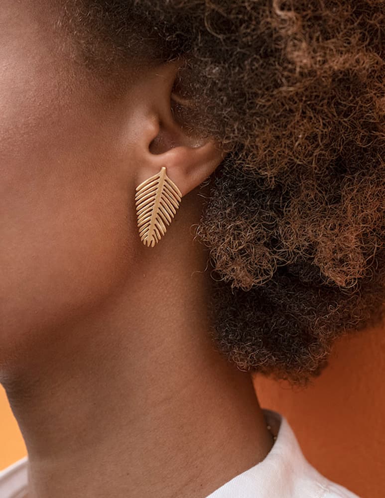 rinascente Mesh Golden ethnical leaf earrings