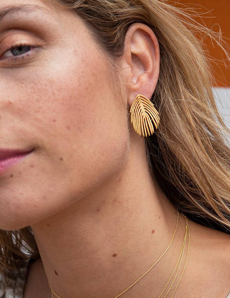 rinascente Mesh Orecchini con foglie tropicali dorate